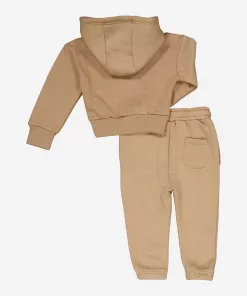 Alternative view of DKNY Kids Fleeced Hooded Tracksuit Hollow Logo in Khaki
