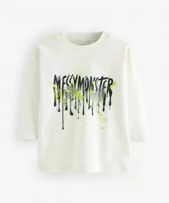 Next Long Sleeve Messy Monster Tee White