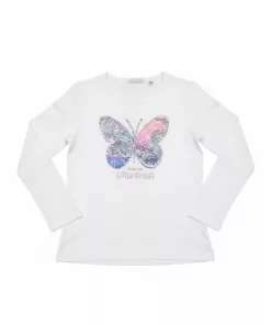 Blu Kids Enjoy the Little things Glitter Logo White Full sleeves Tee