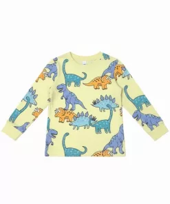 F&F Kids Full Sleeves Tee with Big Dino Prints Green