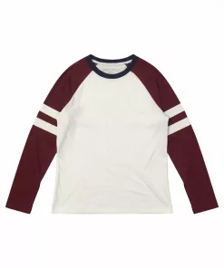 Mark n Spencer Tee White Body Maroon Raglan Sleeves