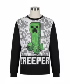 Mojan Minecraft Creeper Full Sleeves Tee shirt Black