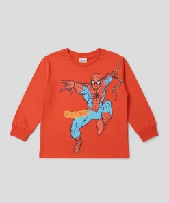 Marvel Kids Spiderman Full Sleeves T-shirt in Rust Orange
