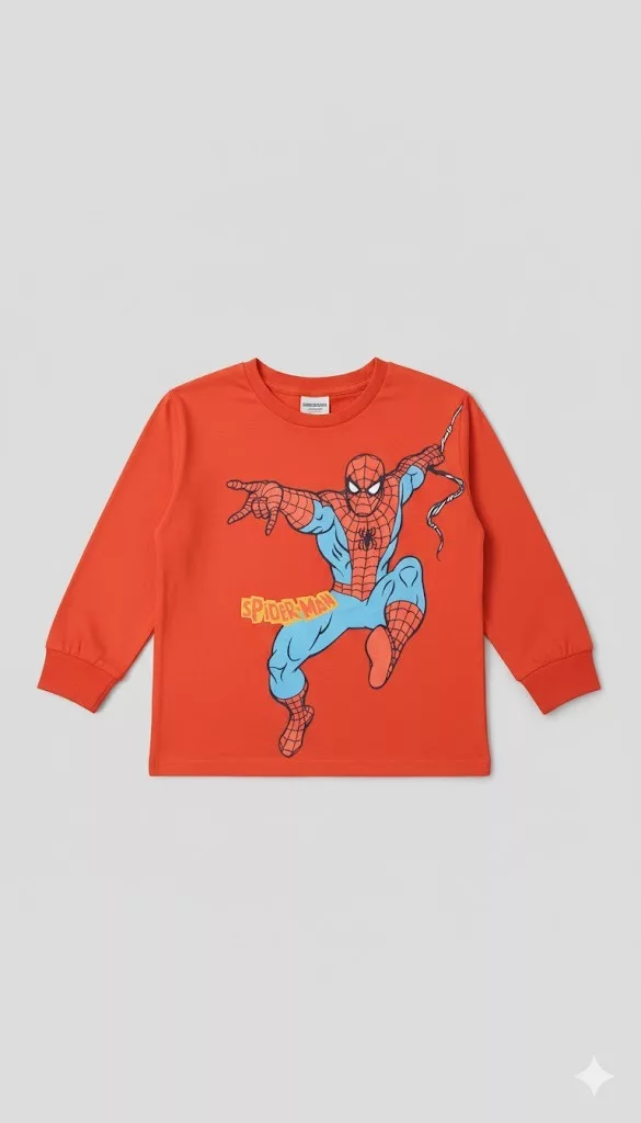 Marvel Kids Spiderman Full Sleeves T-shirt in Rust Orange