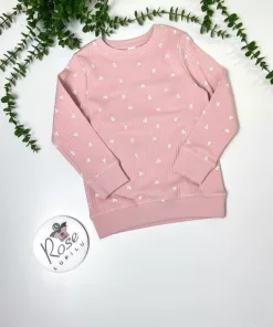 Next Girls Soft Touch All over Printed White Flowers Sweatshirt in Light Pink