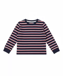 Manguun Mini Full Sleeves Navy Tee with Red and White Stripes