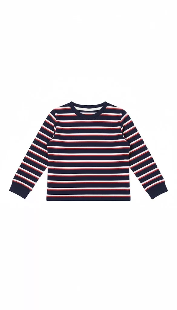Manguun Mini Full Sleeves Navy Tee with Red and White Stripes