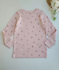 Next Girls Soft Touch All over Printed Multicolor Flowers Sweatshirt in Light Pink
