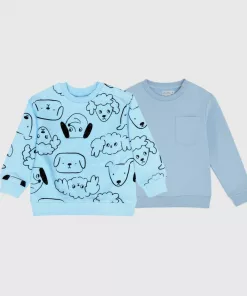 Sinsay Baby Fleece 2-pack Dog Logo Printed and Plain Sweatshirt