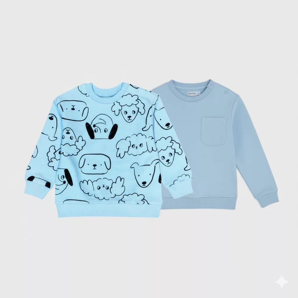 Sinsay Baby Fleece 2-pack Dog Logo Printed and Plain Sweatshirt