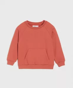 Sinsay Baby Plain Fleece Sweatshirt Kangaroo Pockets Rust