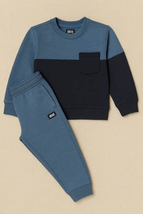 DKNY Kids Fleeced Tracksuit with Front Pocket Navy/Blue