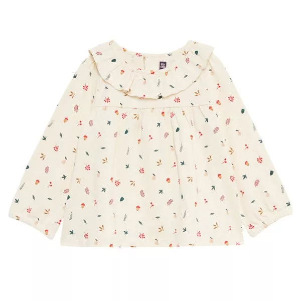 Seergent Major Girls All over Leaf print Full Sleeve Tee Beige