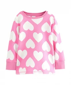 Next Girls Pink Full Sleeves Pink Tee All over Heart logo