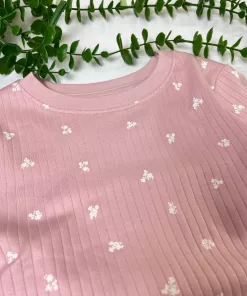 Alternative view of Next Girls Soft Touch All over Printed White Flowers Sweatshirt in Light Pink