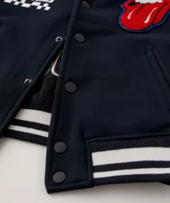 Alternative view of Zara Rolling Stone Varsity Jacket Dark Navy