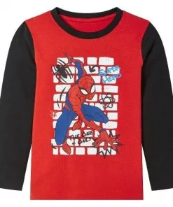 Marvel The One Only Spiderman Printed Black Sleeves Red Tee