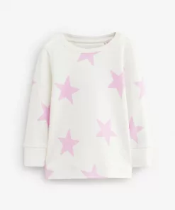 Nightwear by Next All over Pink Stars Printed Full Sleeves Tee White