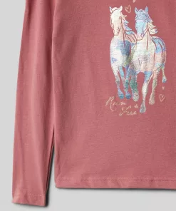 Alternative view of Blue Seven Double Horse Glitter Logo Full Sleeves Tee Dusty Rose