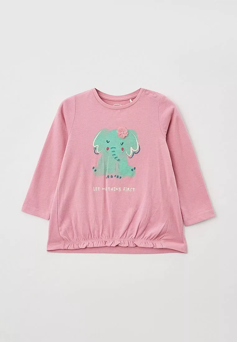 S.Oliver Let Me Think First Elephant Logo Full Sleeves Tee Pink