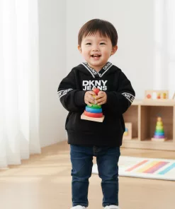 DKNY Tape Logo Hoodie Black