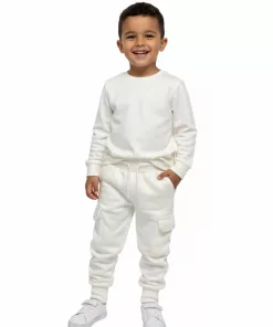 Primark Kids Cargo Trouser With Zip Pockets Offwhite