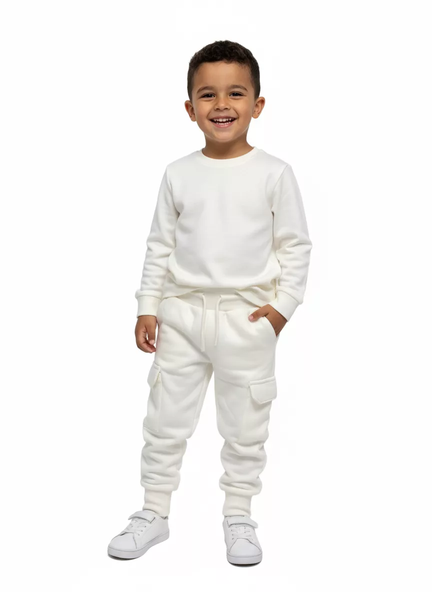 Primark Kids Cargo Trouser With Zip Pockets Offwhite