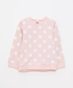 Next Girls Pink Full-Sleeves Tee All over white Dots