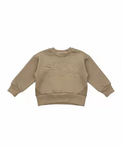 DKNY Stitching Logo Sweatshirt Brown