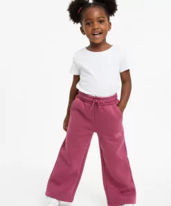 DKNY Wide Leg Open Hem Embroidery Logo Trouser Pink