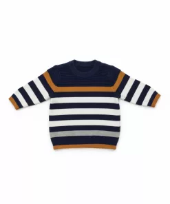 H&M Round Neck Stripes Sweater Navy