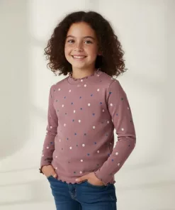 Alternative view of Prenatal Ruffles Neck Dotted Full Sleeve T-Shirt