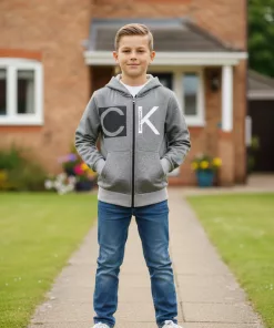 Alternative view of CK Big Logo Zip Hoodie Grey