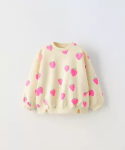 Zara Strawberry Logo Sweatshirt Beige