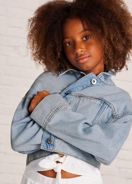 Mayoral Girls Denim Light Wash Jacket - Image 2