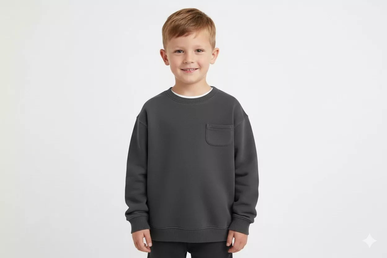 Zara Terry With Front Pocket Sweatshirt Charcoal
