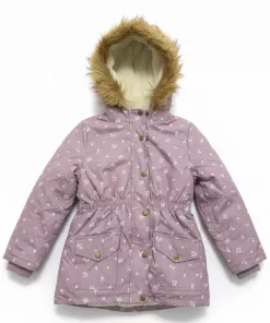 Emma & Elsa Sherpa Fur Floral Jacket Lavender