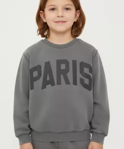 Zara Paris Logo Sweatshirt Charcoal