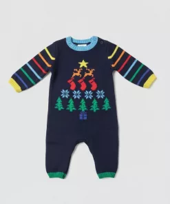 Little Bird Striped Sleeve Knitted Romper