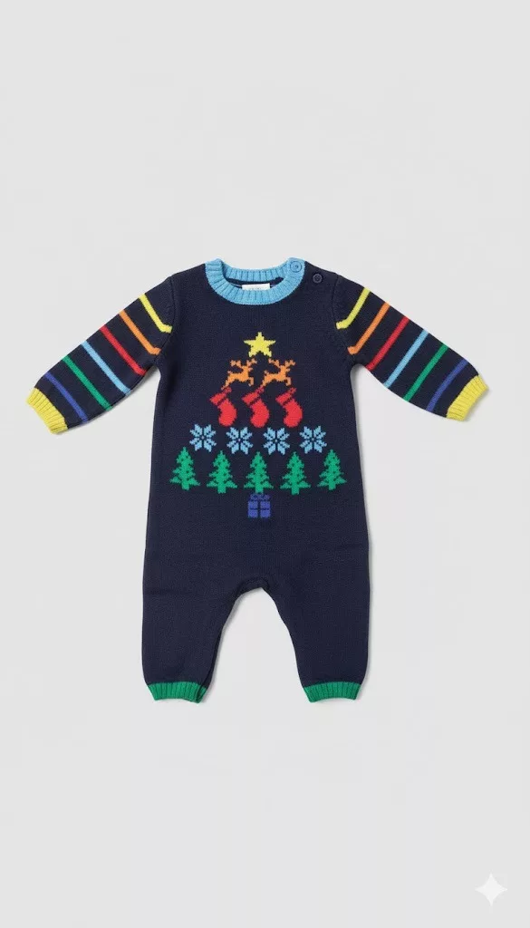 Little Bird Striped Sleeve Knitted Romper