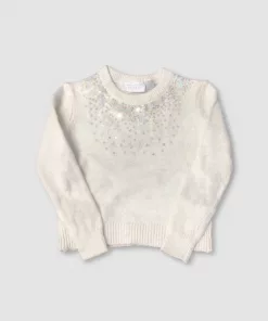 The Children's Place Glitter Neck Cozy Sweater White