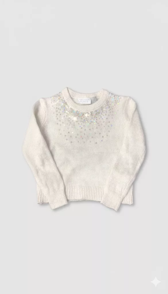 The Children's Place Glitter Neck Cozy Sweater White