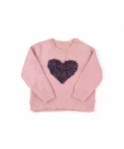 Mothercare Glittered Big Heart Logo Soft Feel Sweater Pink