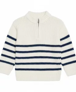 Alternative view of Marks n Spencer Quarter Zip Knitted Striped Sweater
