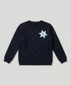 M&S Pure Cotton Star Print Knitted Sweater Navy