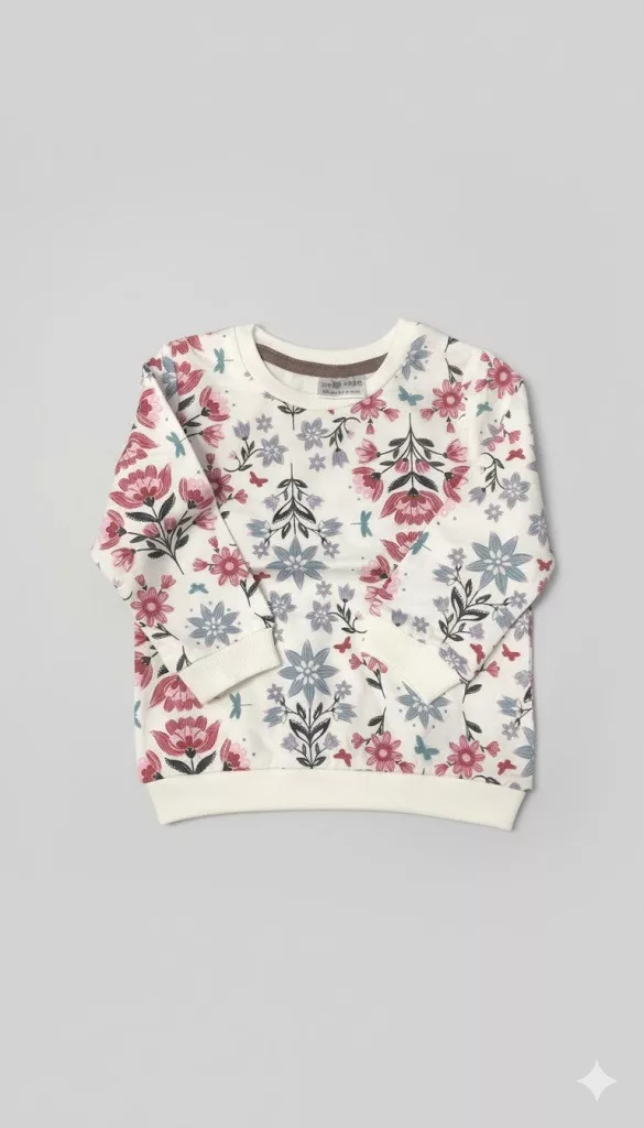 So Cute Charming Floral Multicolor Print Sweatshirt