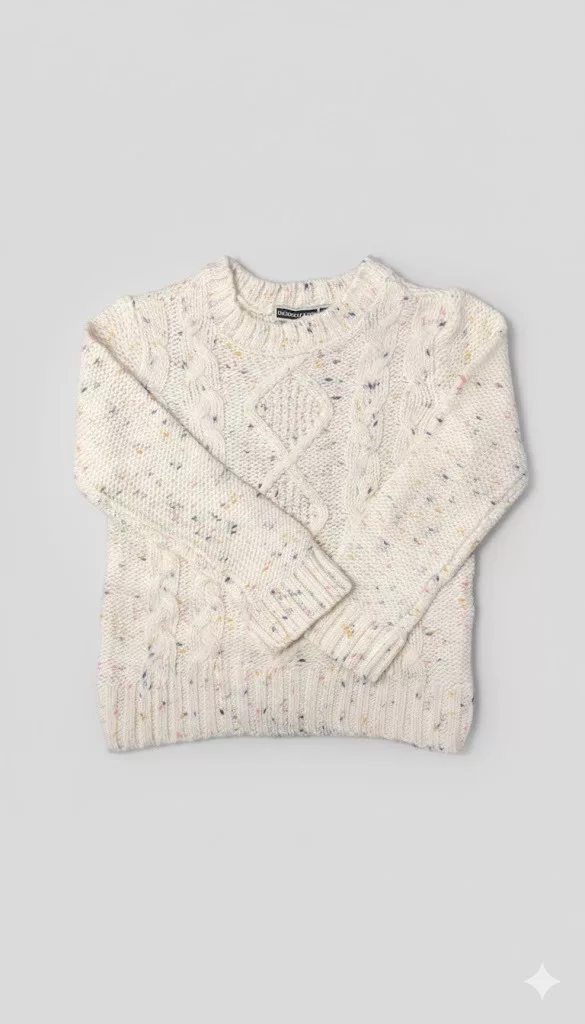 Debenhams Cable Knit Multicolored Flecks Sweater Off White