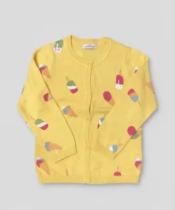 Happy Kids All over Ice-cream Printed Cardigan Bright Yellow