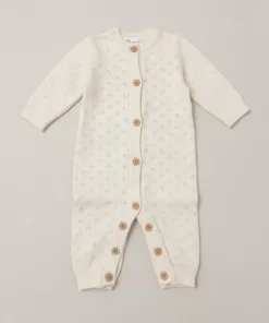 C Mini Classic Knit Pointelle Baby Romper Skin