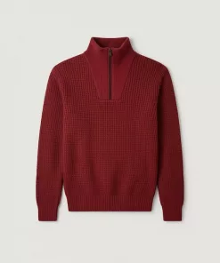 F&F Quarter Zip Knitted Sweater Maroon